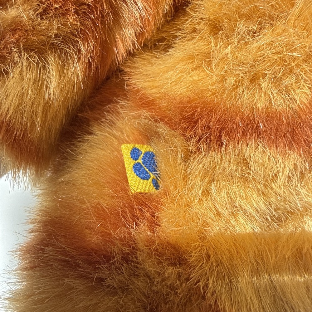 Build A Bear Retired Cat Plush Orange Striped Tabby Kitty 18" Brown Eyes Red Bow - Picture 6 of 7